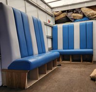blue / grey  bench seating