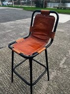 Tan leather high bar stool