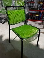Black and green garden chairs