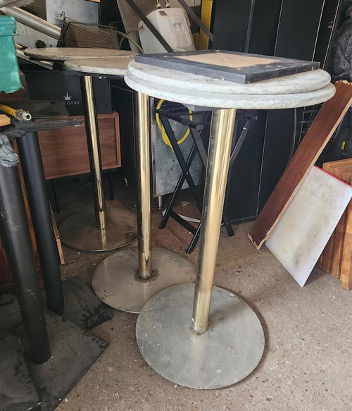 4 marble high top poseur tables 4 marble high top poseur tables