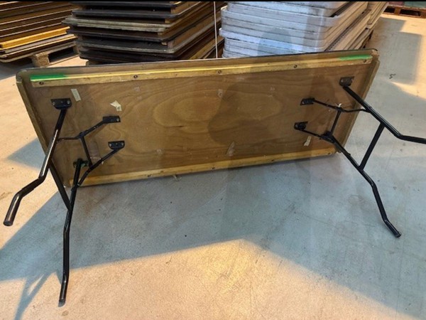 Trestle tables with American style folding legs