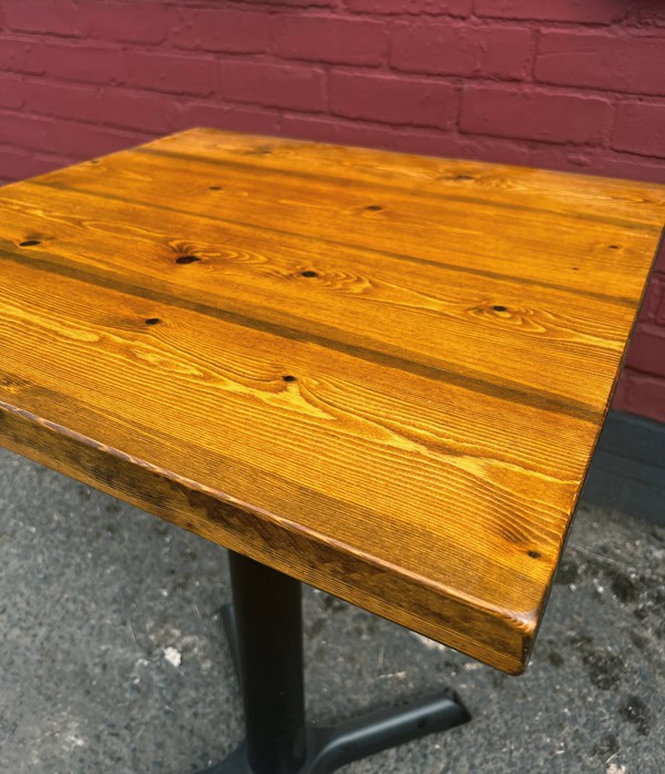 Restaurant Table Solid Wood Cast Iron Base