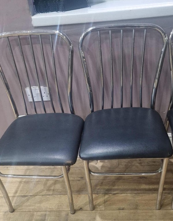 Chairs with Chrome Frame & Leather Seat Pad