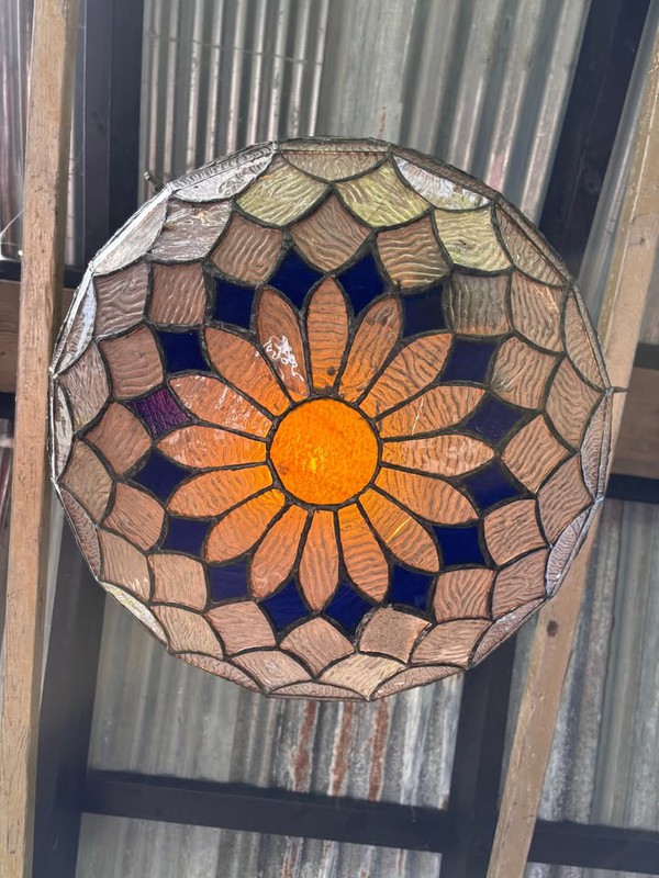 Secondhand Tiffany Style Ceiling Light Shade Glass Multicoloured For Sale