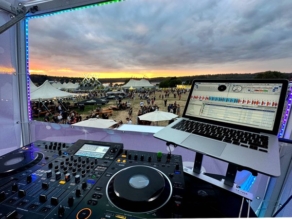 Festival DJ booth raised