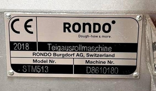 Secondhand Rondo STM513 Dough Sheeter For Sale