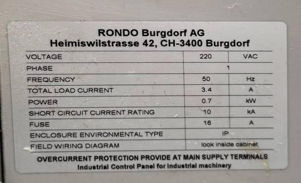 Secondhand Rondo STM513 Dough Sheeter For Sale