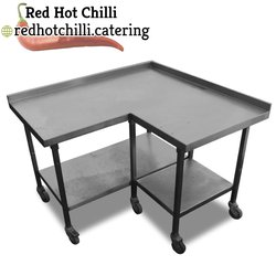 1.27m Stainless Steel Corner Table With Castors