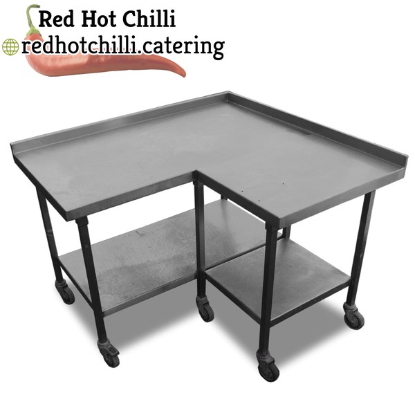 1.27m Stainless Steel Corner Table With Castors