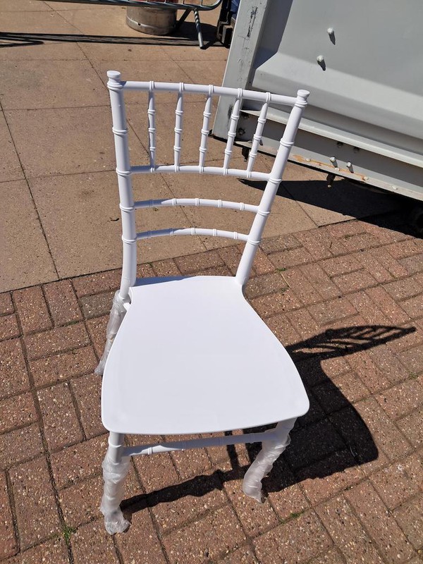 White Plastic Chivari Chairs