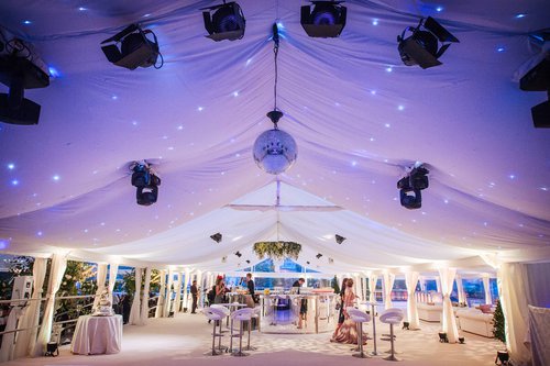 Marquee with white sarcloth lining Marquee with white sarcloth lining