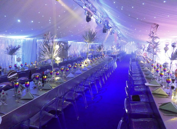 White starlight lining for 10m wide marquees
