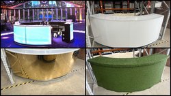 Round bar counter with changeable frontage