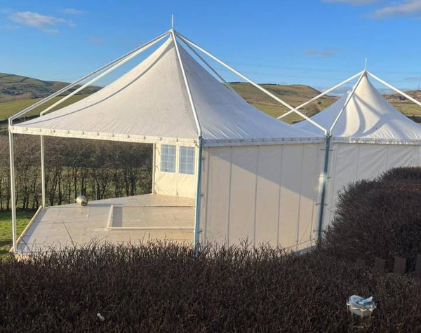 Pagoda marquee 8m x 6m with extension 4m x 4m