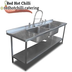 2.4m Stainless Steel Double Sink