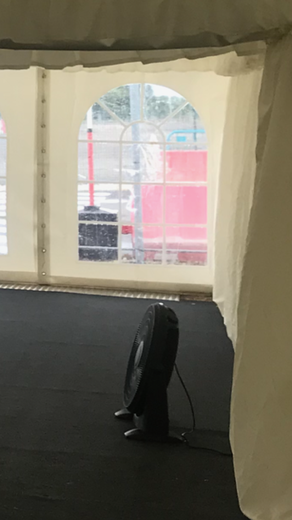Black fans used once in a marquee
