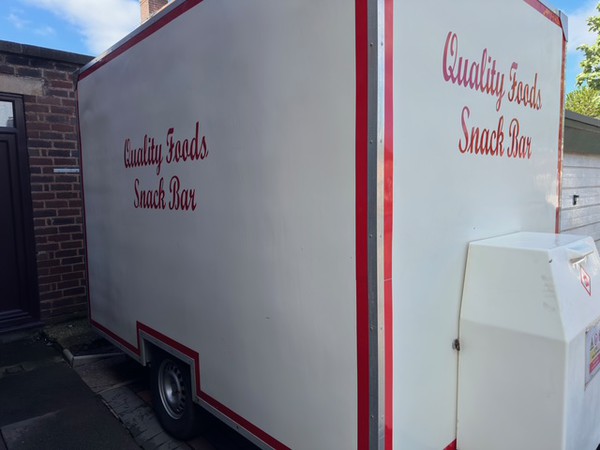 White catering trailer