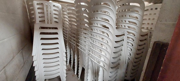 Grosfillex Miami stacking bistro chairs in white