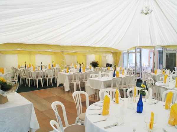 Yellow and white marquee lining