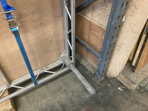 Stage decks with scaffolding legs