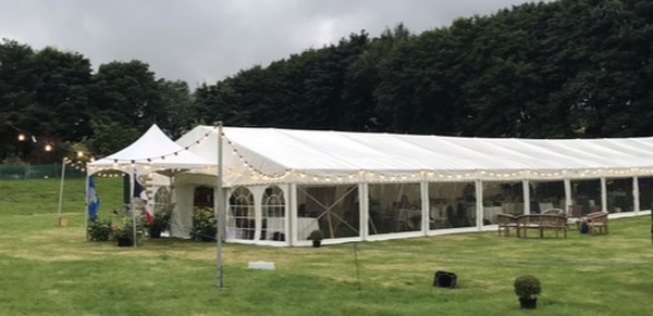3m x 3m pagoda marquee used as marquee entrance