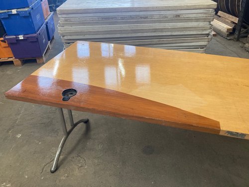 Solid wood office table with folding legs Solid wood office table with folding legs