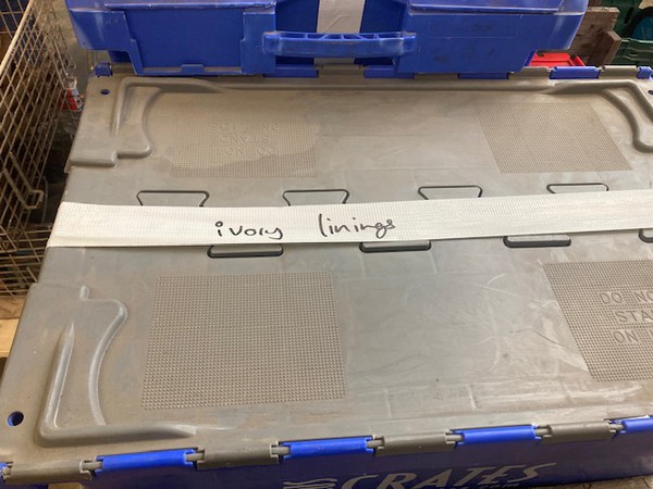 Box of Custom coverts pleating linings