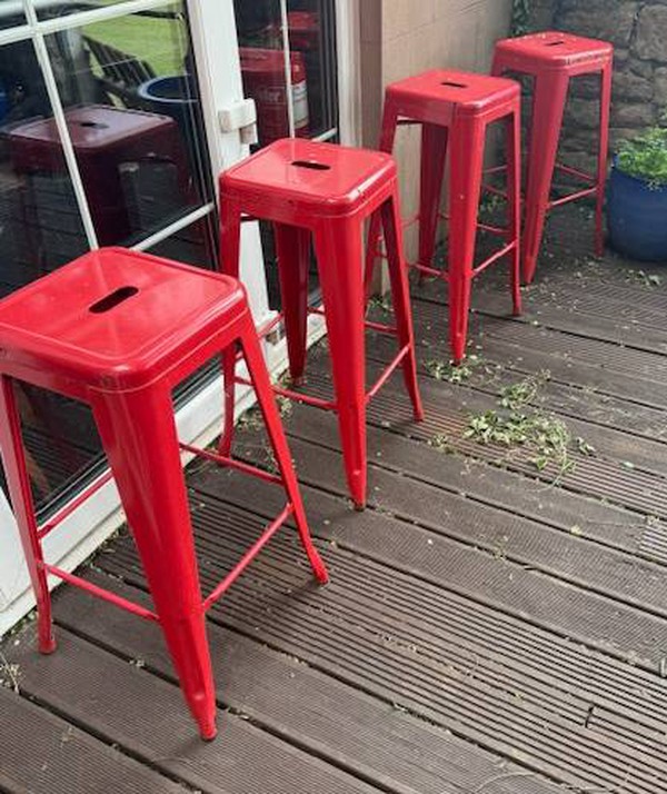 Red Tolix high bar stools