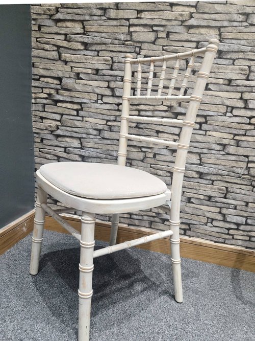 Limewash Chiavari Chairs With Ivory Pad Limewash Chiavari Chairs With Ivory Pad