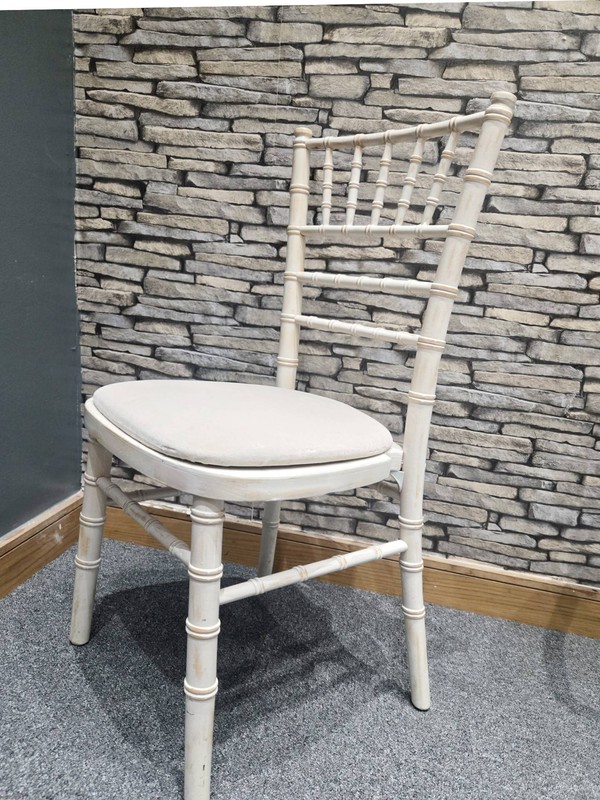 Limewash Chiavari Chairs With Ivory Pad