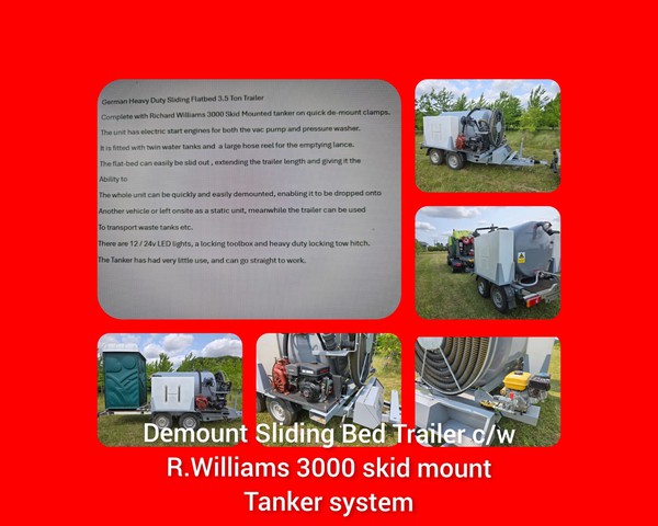 Demount sliding bed trailer with 3000L tank