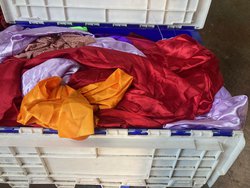 Red, blue and gold material