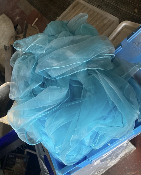 bright blue drapes