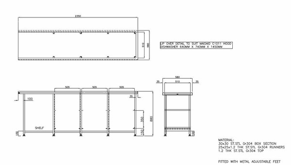 Commercial Dishwasher Table