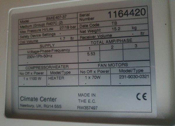 Used BMIE Internal Evaporator