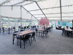 Cafe marquee with glass sides