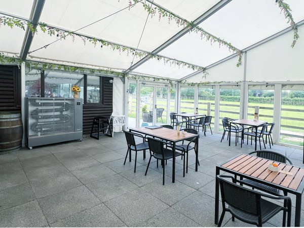 12m x 8m marquee with glass walls