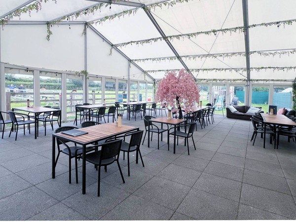 Cafe marquee with glass sides
