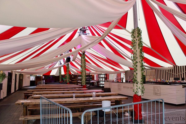 Red and white tensile marquee for sale