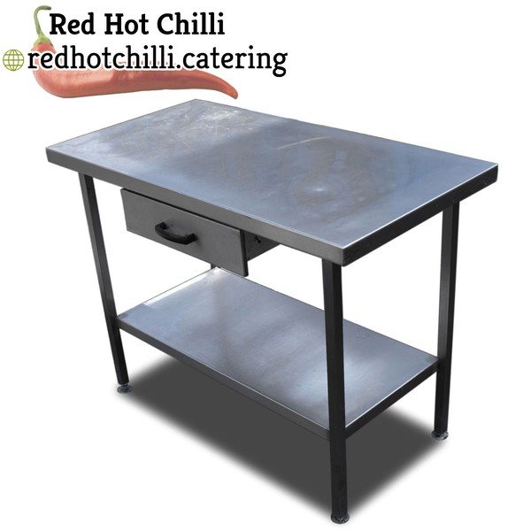 1.15m Stainless Steel Table With Drawer