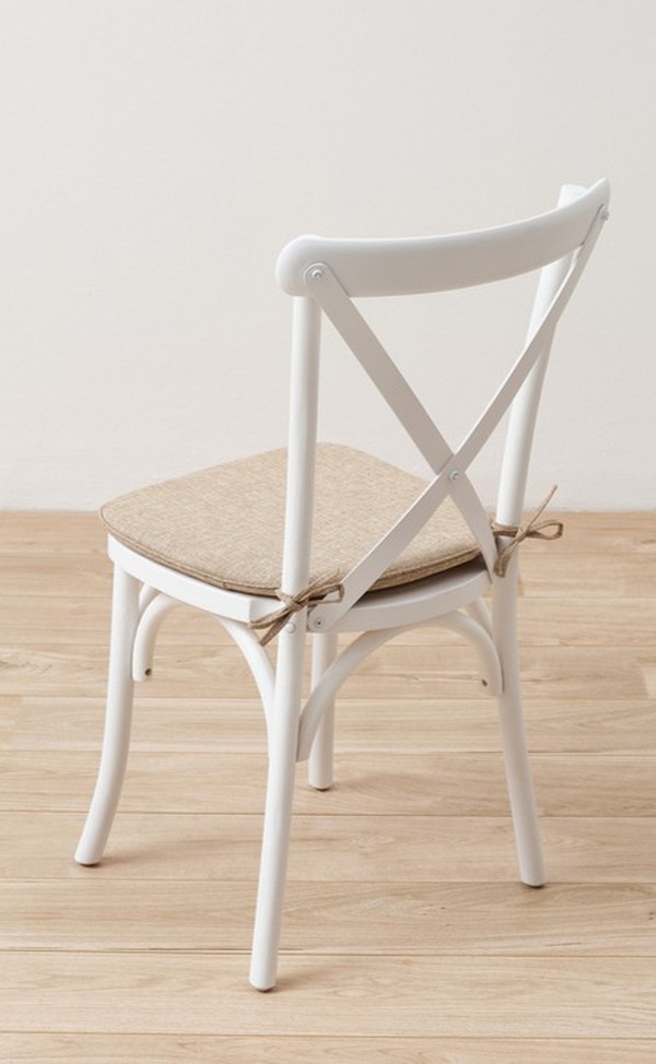 White Cross Back Chairs With Pads