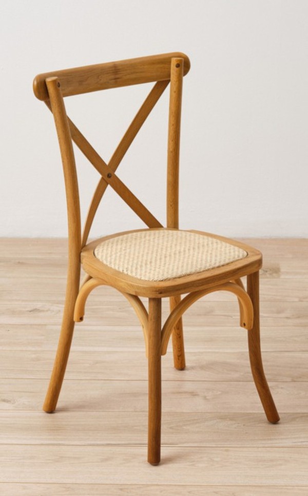 Rattan Seat Cross Back Chairs For Sale