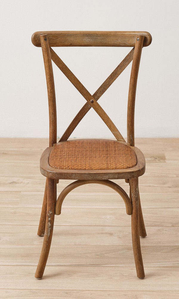 New Rustic Oak Crossback Chairs with Rattan Seat Pad For Sale