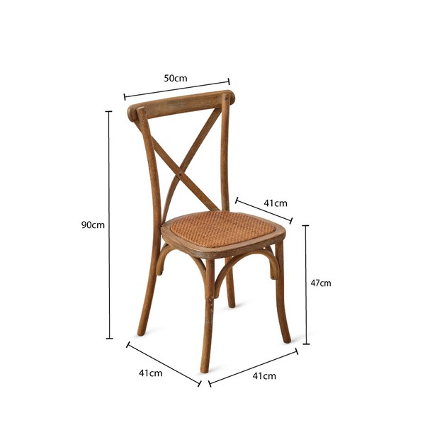 New Rustic Oak Crossback Chairs with Rattan Seat Pad For Sale