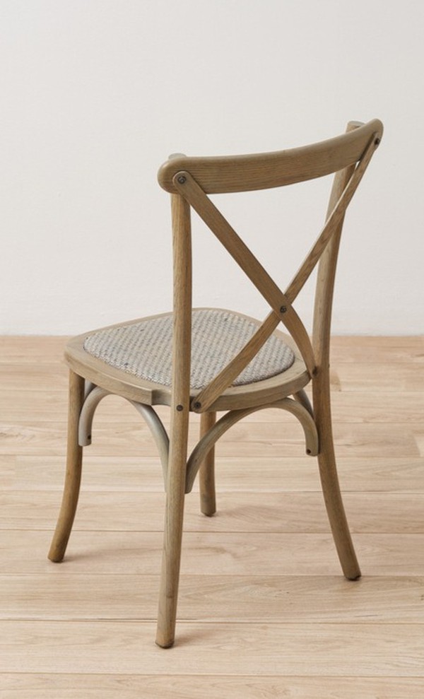 Grey Cross Back Chairs Rattan Pads