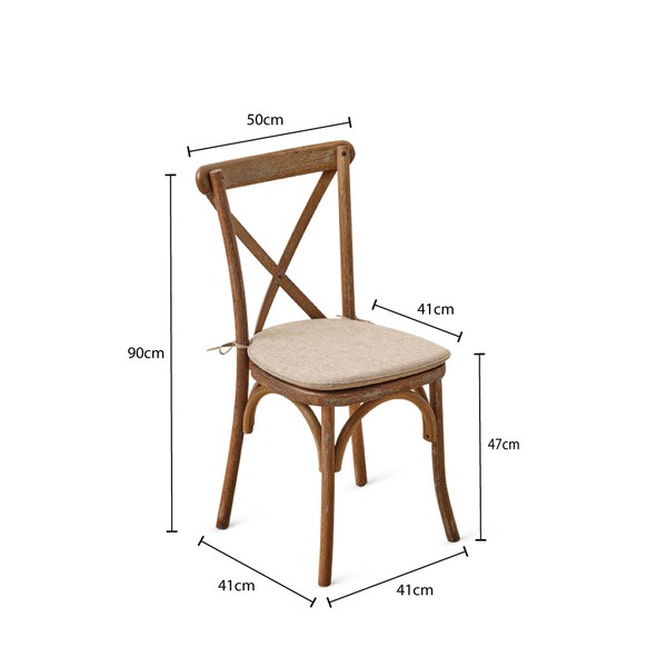 New Rustic Oak Crossback Chairs with Tie on Seat Pad For Sale