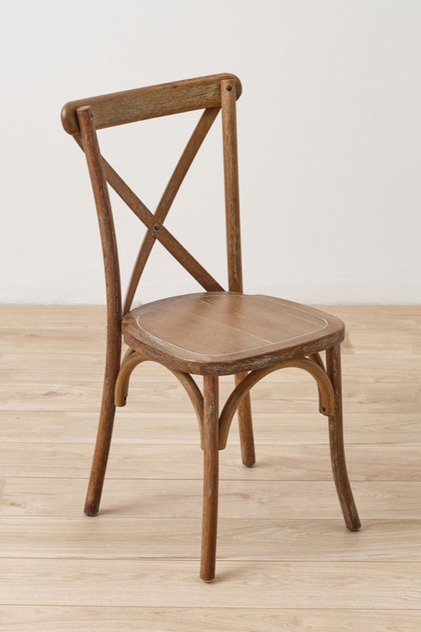 New Rustic Oak Crossback Chairs with Tie on Seat Pad For Sale