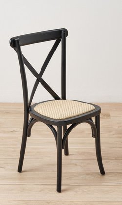 New Black Crossback Chairs with Rattan Seat Pad For Sale