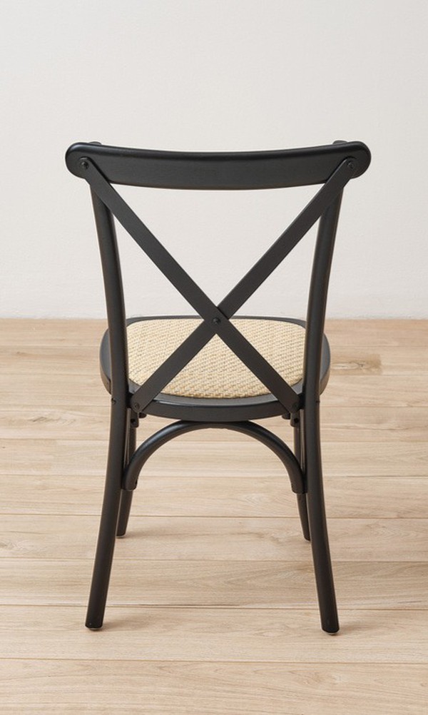 New Black Crossback Chairs with Rattan Seat Pad For Sale