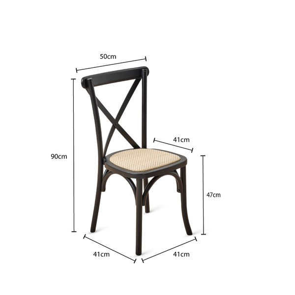 New Black Crossback Chairs with Rattan Seat Pad For Sale